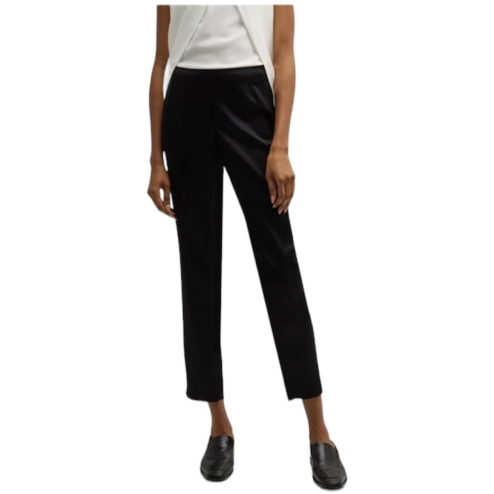 Lafayette 148 New York Black Stanton Cropped Slit‎ Hem Pants